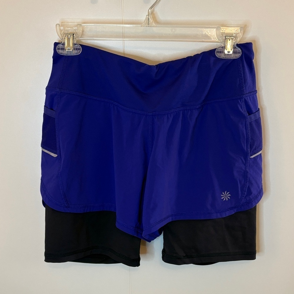 Athleta Women's Royal Blue and Black Athletic Shorts
